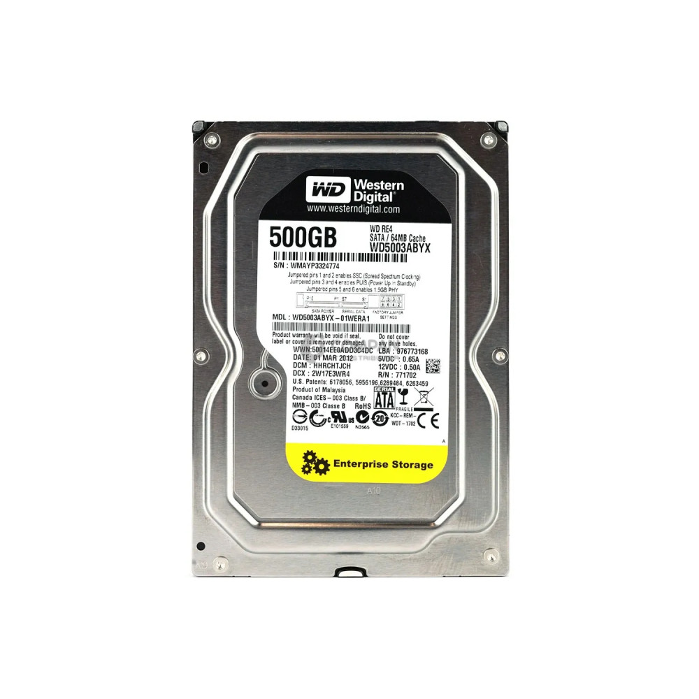 WD5003ABYX WD HARD DRIVE 500GB 7.2K 3G SATA  64MB CACHE 3.5 HOT-SWAP